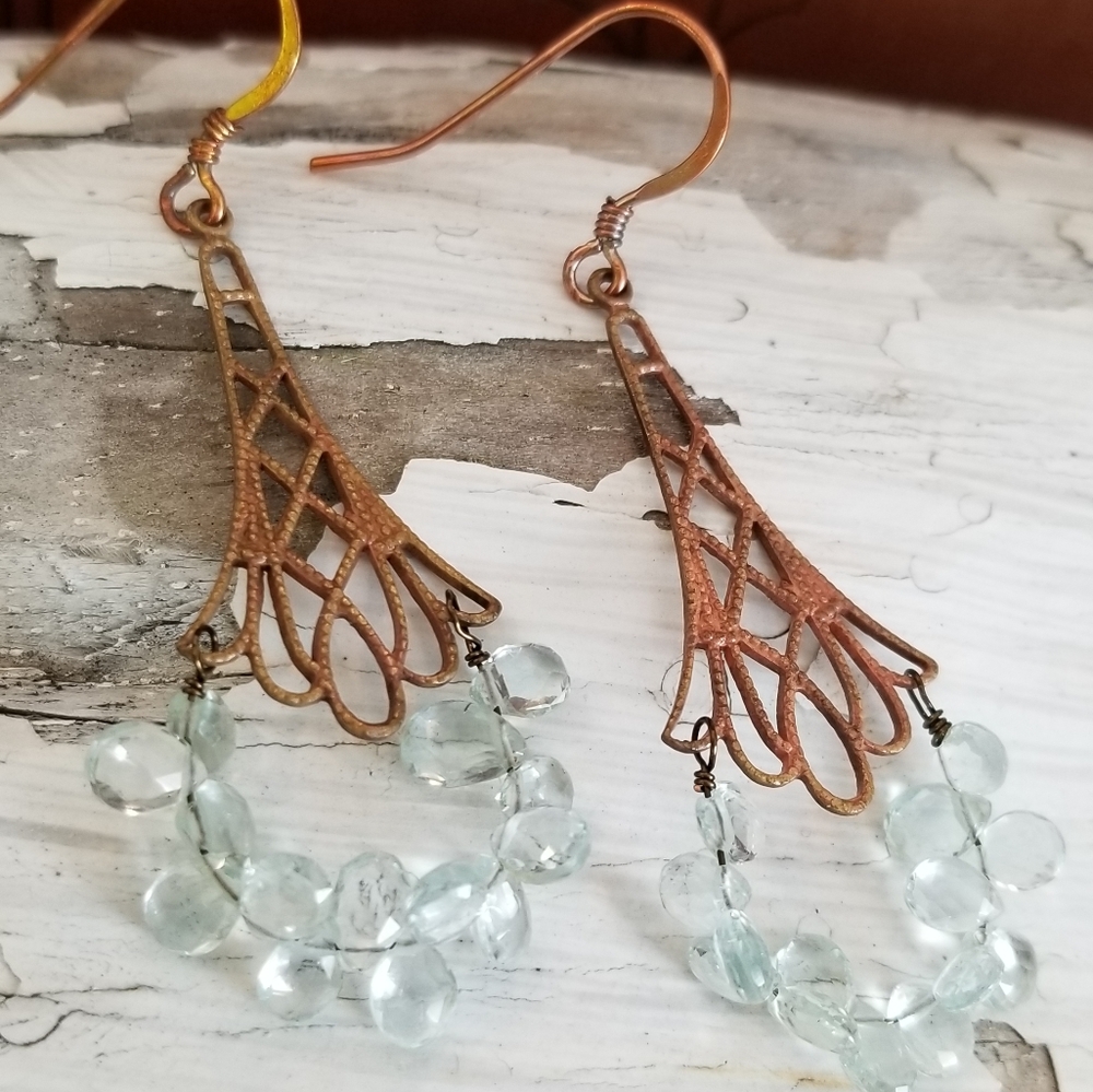 Aquamarine Vintage earrings redone